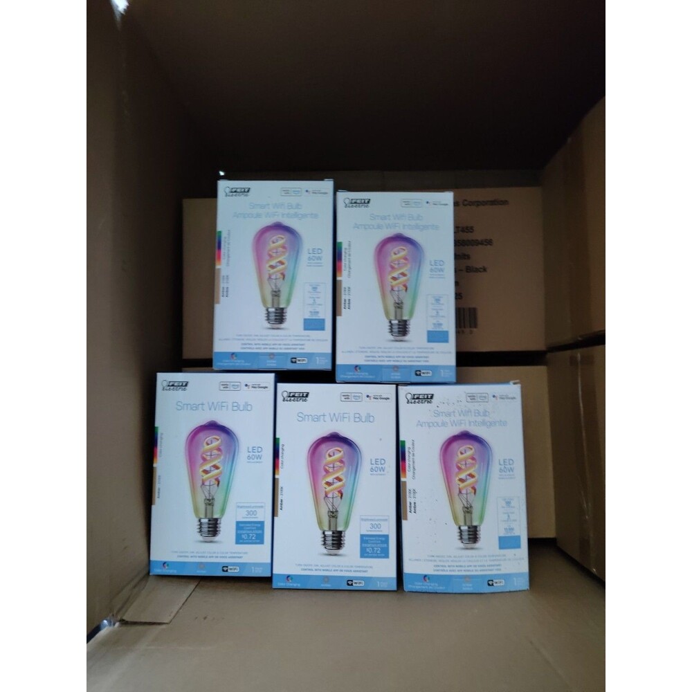 5 Pack Feit Electric ST2160/RGBW/FIL/AG 60 Watt Equivalent WiFi Dimmable,